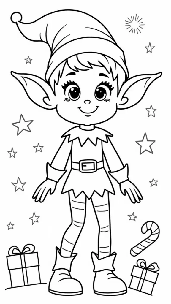 printable elf coloring page